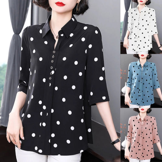 Дамска блуза с дълъг ръкав от шифон, стилна и универсална, ежедневна и удобна.