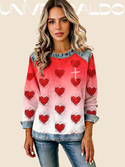 Суитшърт с Валентинков Принт "Сърца"