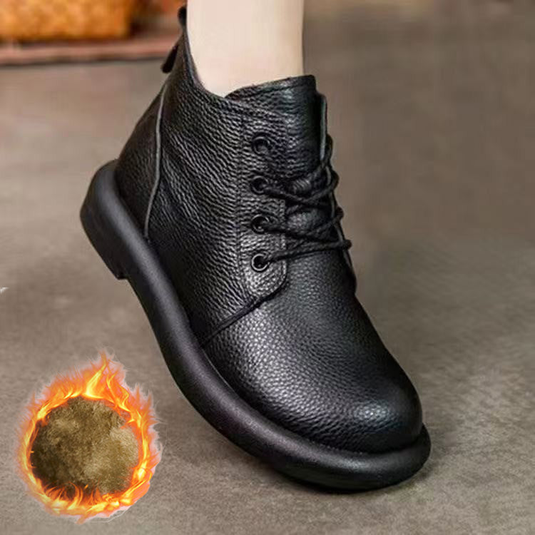 👢 Зимни къси ботуши с гънка, мека кожа и мека подметка