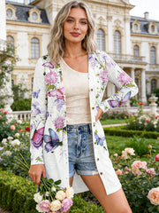 Дълга Жилетка С Флорален Принт