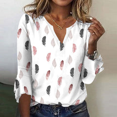 🍂Нов дамски топ с щампа и дълъг ръкав