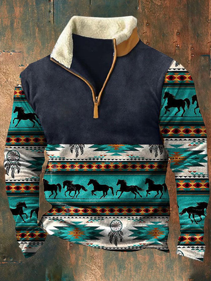 👕【50% ОТСТЪПКА】【S-4XL】Есенно-зимна модна мъжка топла блуза с дълъг ръкав и 3D принт