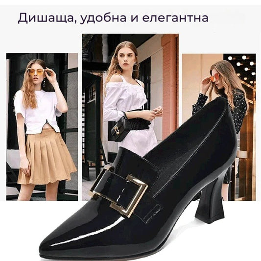 【най-продавани】Модни обувки на висок ток с остри връхчета, мека подметка