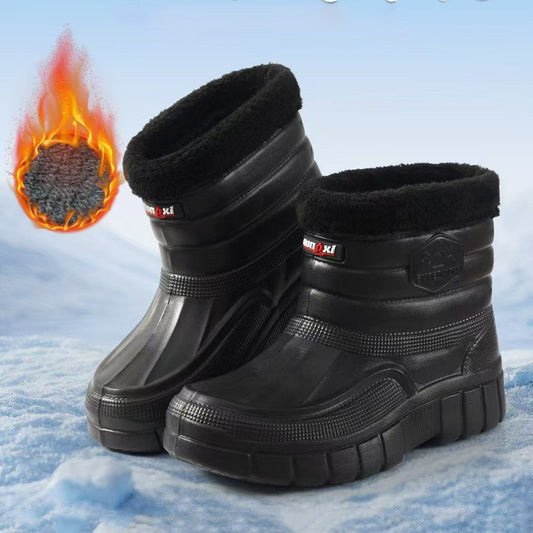 【50% ОТСТЪПКА】Мъжки топли, водоустойчиви обувки за дейности на открито с поларена подплата, издръжливи, за вода и сняг, до глезена или над глезена.