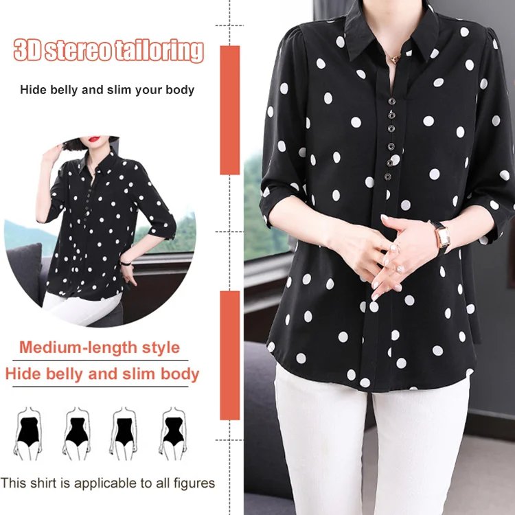 🎀 【【M-5XL】Елегантна модна дамска риза на точки