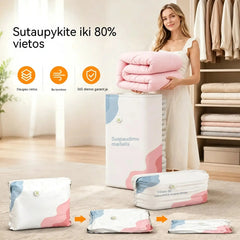 -50%🧳 5 vnt. pakuotė【Pirk 3, gauk 2 NEMOKAMAI】Vakuuminiai drabužių laikymo maišeliai be pompos