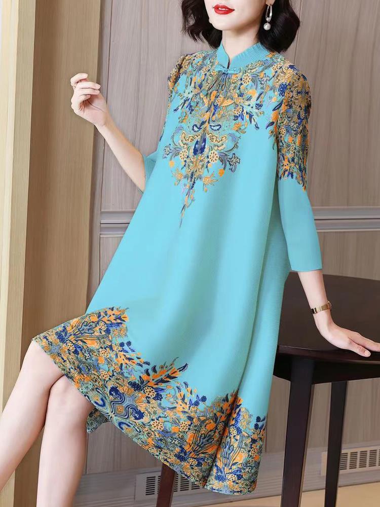 Рокля с Дълъг Ръкав, Принт и Свободен Крой