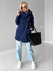 🧥【S-5XL】Дамско яке с прегърнато яке, цип и гънка