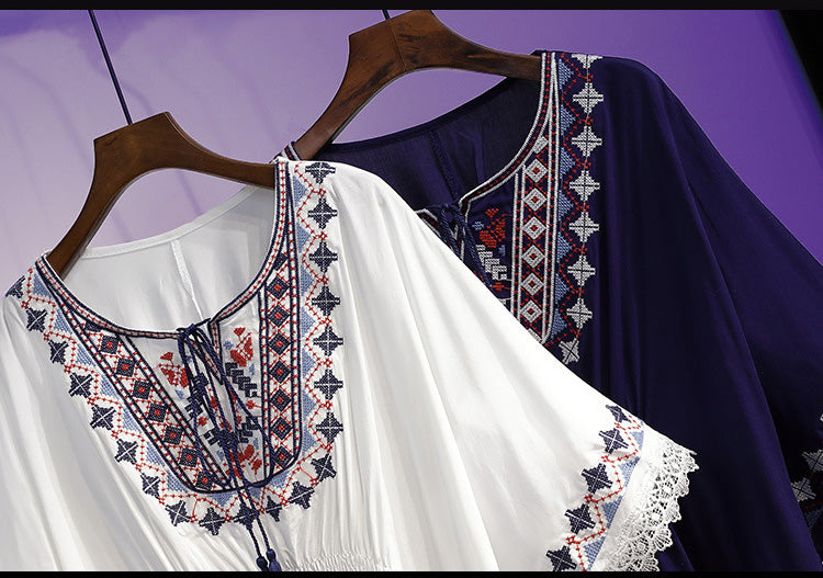 【горещи продажби】[S~5XL] Дамски горнища с бродирани големи размери Нови летни горнища