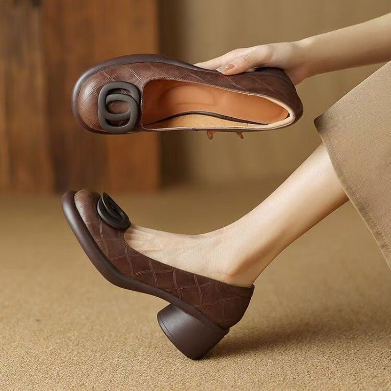 👠【Ограничена оферта】Нови постъпления: Удобни кожени обувки 👠 Винтидж ток 5 см 🌟 Елегантни и универсални
