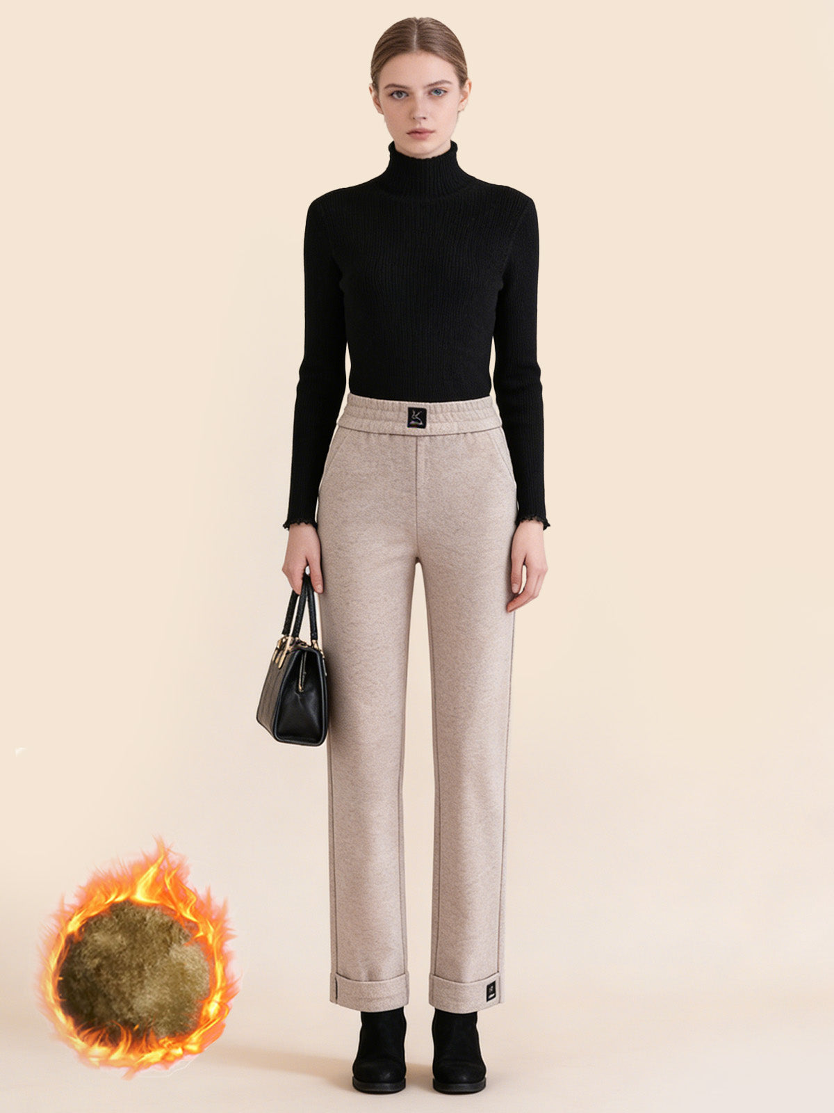 Топли Кашмирени Панталони с Широк Крой до Глезен