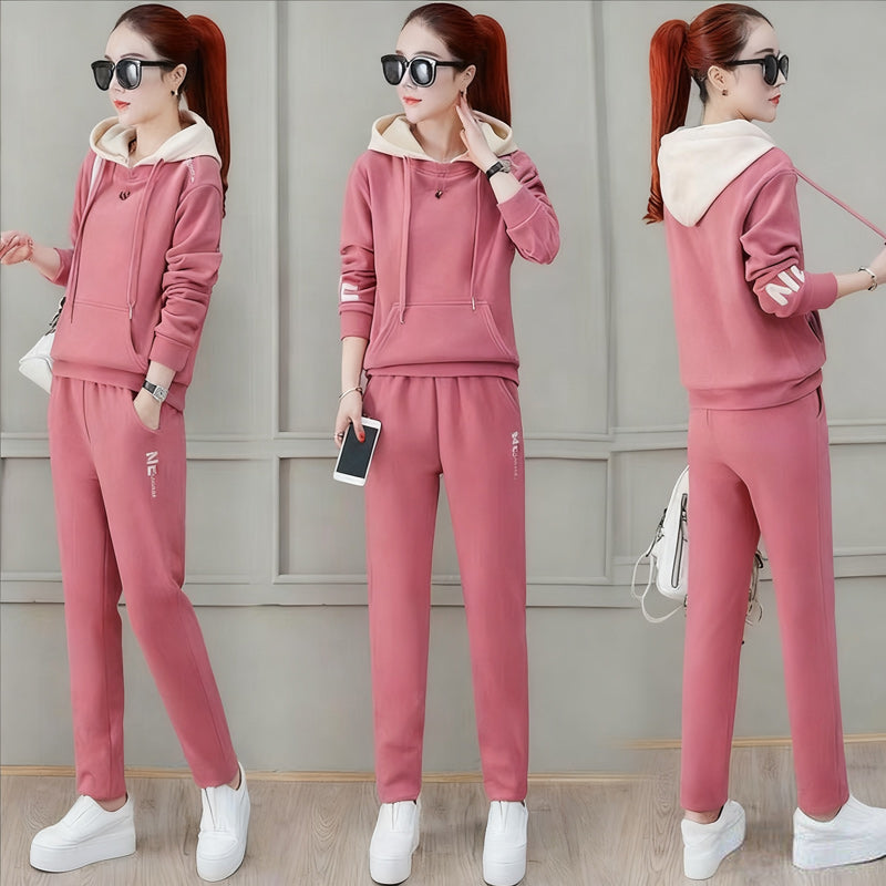 🔥【Суитшърт + панталон】Комплект спортно облекло с полар (две части)