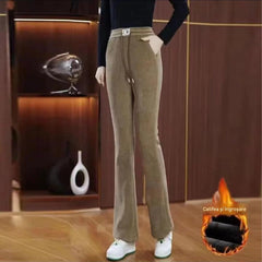 🔥Дамски есенно-зимни топли, дебели, ежедневни разкроени панталони с висока талия