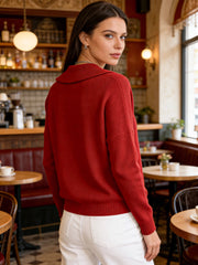 Плетена Блуза с Голямо Яке и Свободен Крой