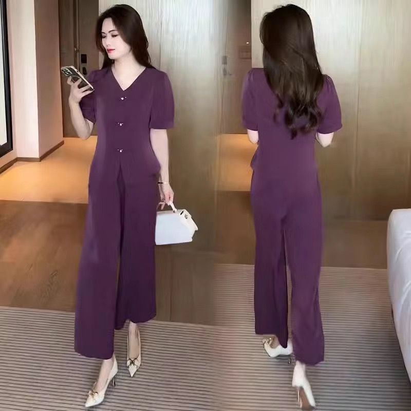 🌸【M-5XL】🔥【Тениски + широки панталони】Модерни дрехи, изработени от ледена коприна 2026