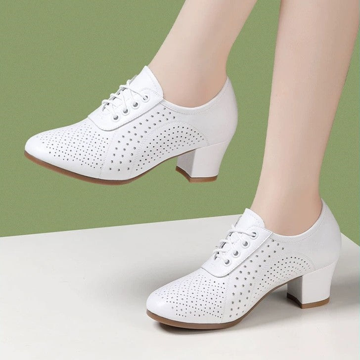 Нови дамски обувки на висок ток от естествена кожа